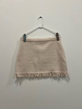 Zara Cream Fringe Mini Skirt